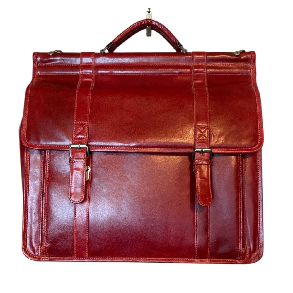 Wilson's Leather Burgundy Red Briefcase Laptop Work Bag Office Academia Boss